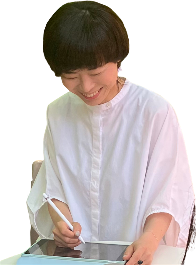 タブレットでライフビジョンマップを描くイワトモ